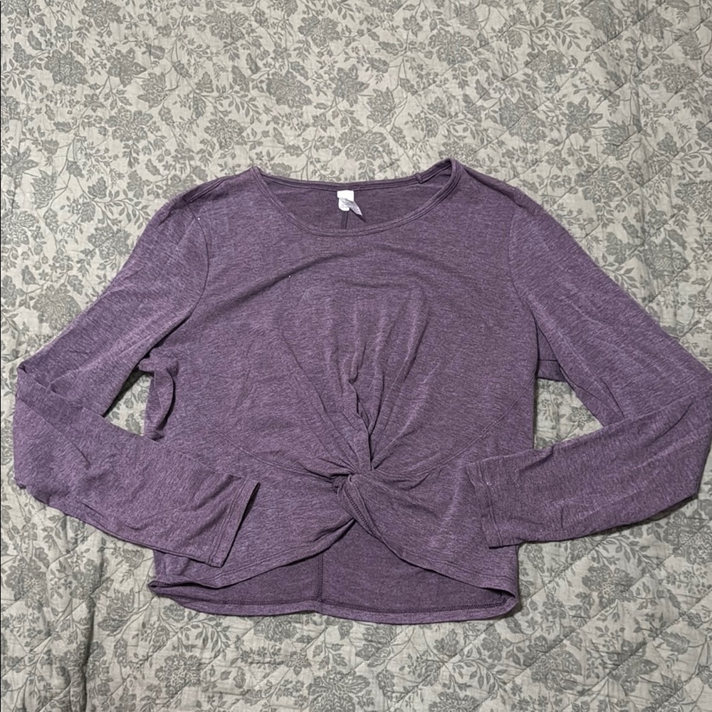Yogalicious Purple Tie Front Crop Blouse